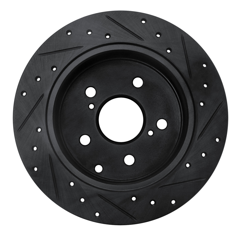 Pontiac Vibe Brake Rotor (1) - Rear Left - R1 Concepts - Drilled & Slotted - Black - `09-`13